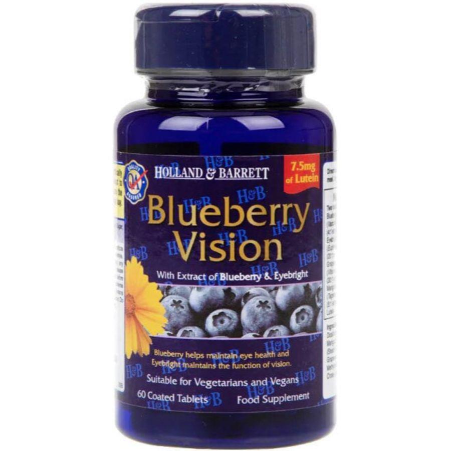 H&B Blueberry Vision Tablets With Eyebright & Lutein, Pack of 60's