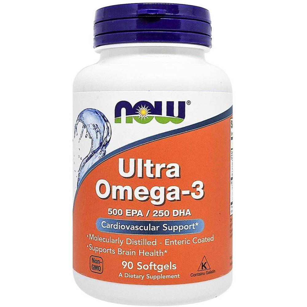 Now Ultra Omega 3 Supplement, Enteric Coated Fish Oil Softgel For Heart & Brain Health, Pack of 90's