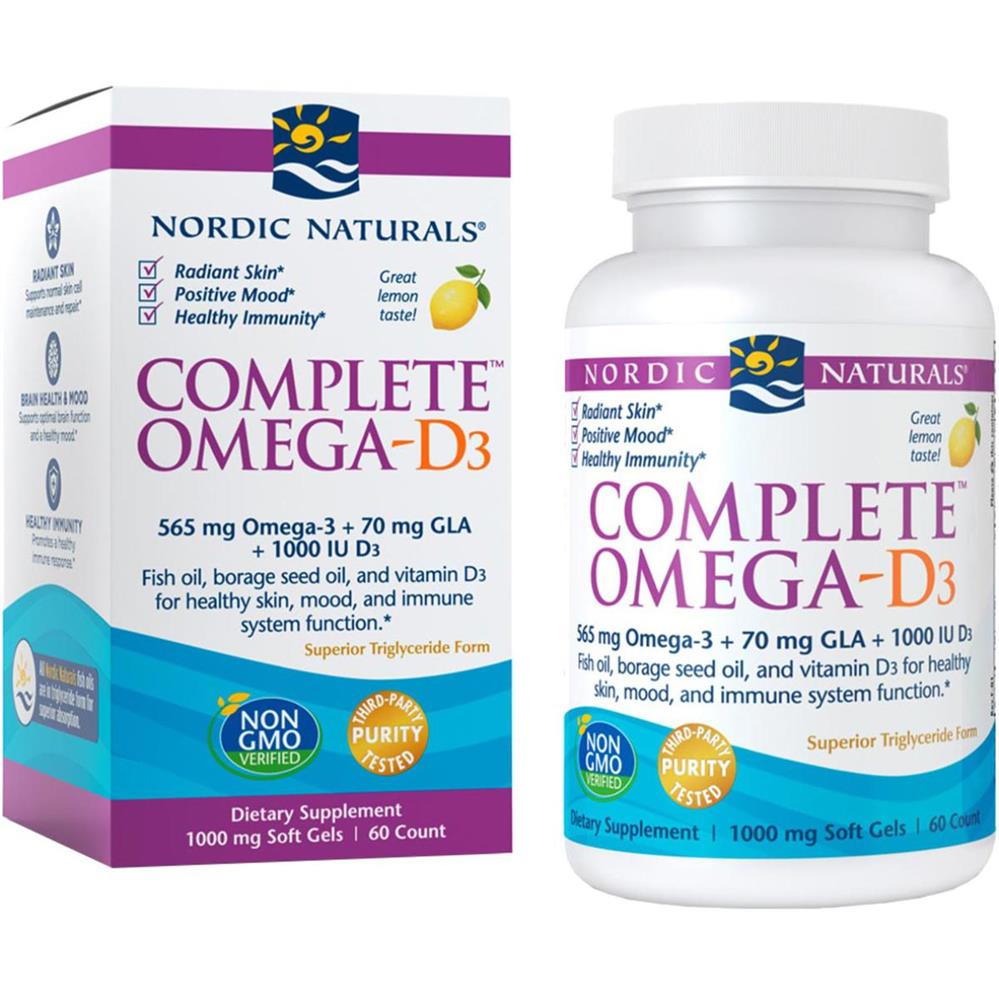 Nordic Naturals Complete Omega-D3 Softgels, 565 mg Omega 3 With Vitamin D3, Pack of 60's