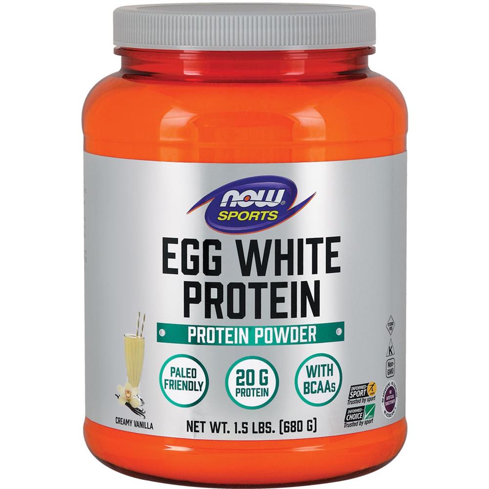 Now Sports Egg White Protein Powder With BCAAs For Muscle Growth & Recovery, Creamy Vanilla 1.5lbs