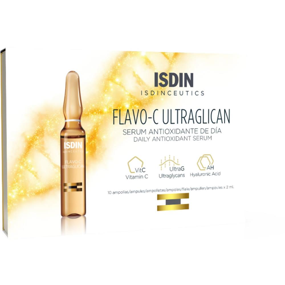 Isdin Isdinceutics Flavo-C Ultraglican 2ml Ampoules, Antioxidant Vitamin C Serum, Pack of 10's