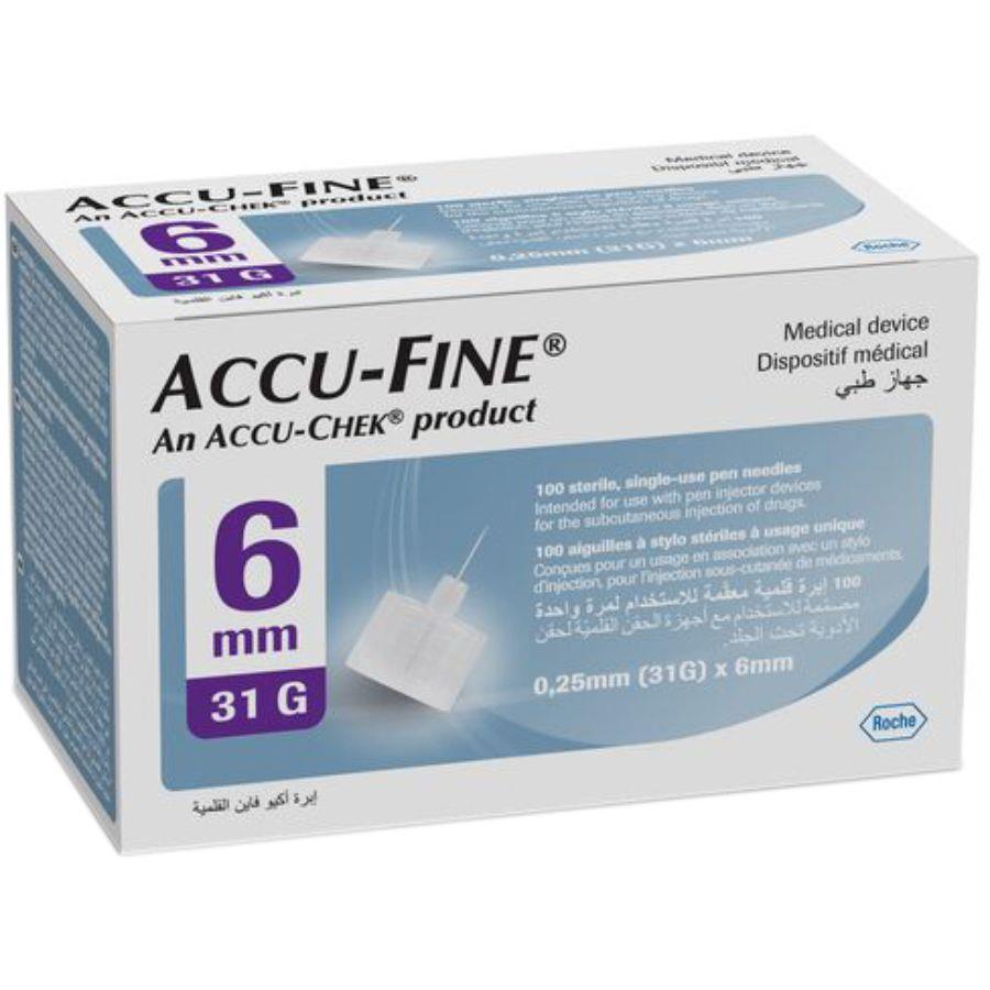 Accu-Chek Accu-Fine Single Use Pen Needle 31G x 6mm, Pack of 100's