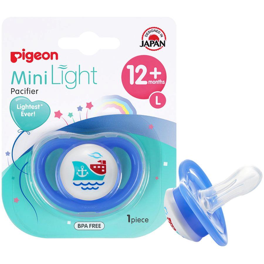 Back Image for Pigeon Mini Light Pacifier 12+ Large Boy Blue